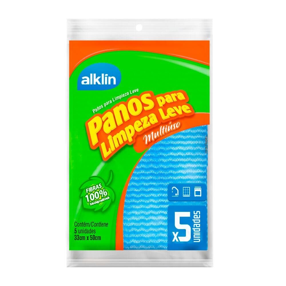 Pano Limpeza ALKLIN Azul com 5 unidades