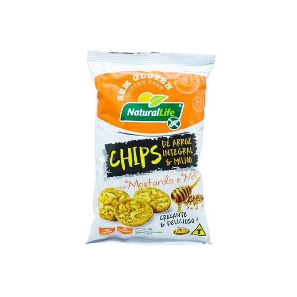 Chips de Arroz Integral e Milho NATURAL LIFE Mostarda e Mel sem Glúten 70g