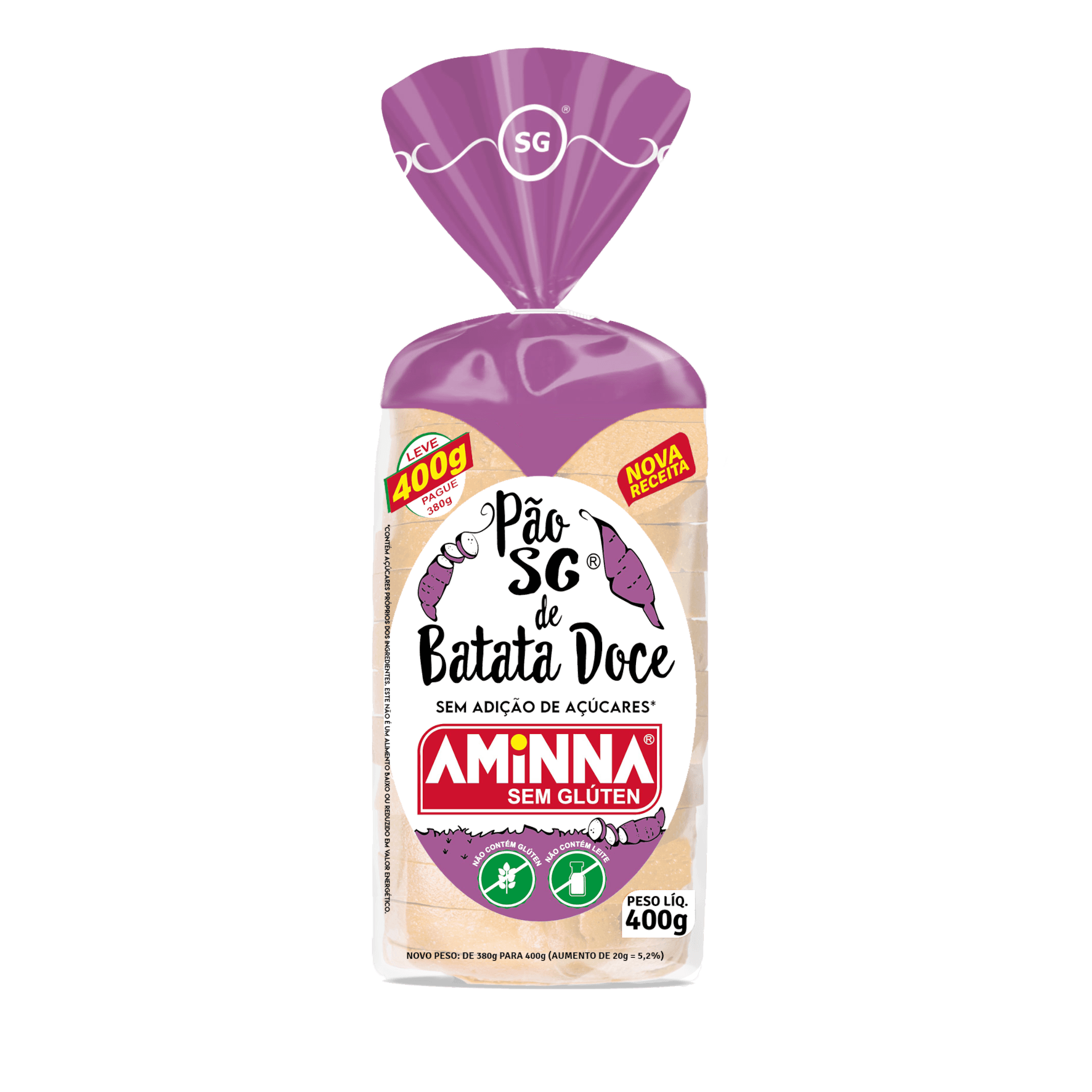 Pão AMINNA Batata Doce sem Glúten 380g