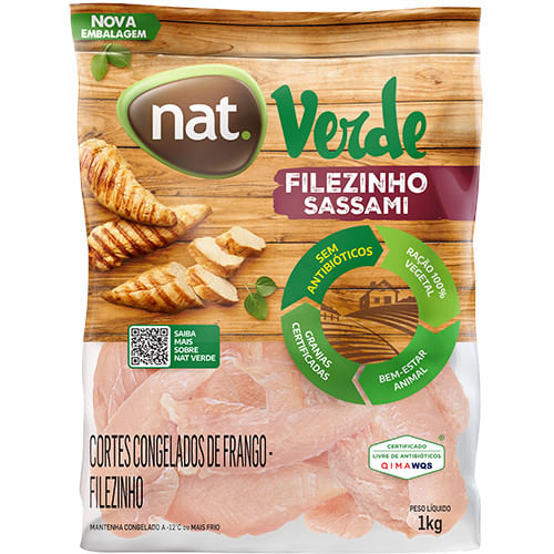 Filézinho Sassami de Frango NAT Verde Congelado IQF 1kg