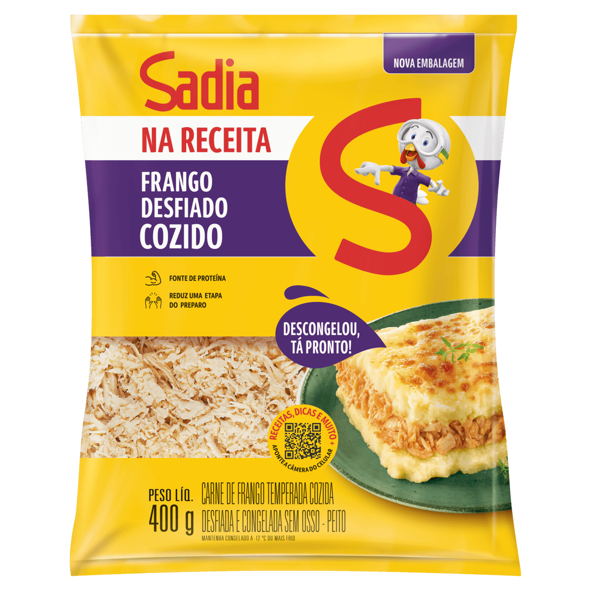 Peito de Frango SADIA na Receita Desfiado e Congelado 400g