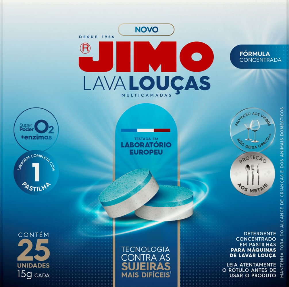 JIMO Lava Louça Multicamadas Detergente Concentrado Remove Sujeiras Difíceis Alto Poder Desengordurante Biodegradável 25 pastilhas
