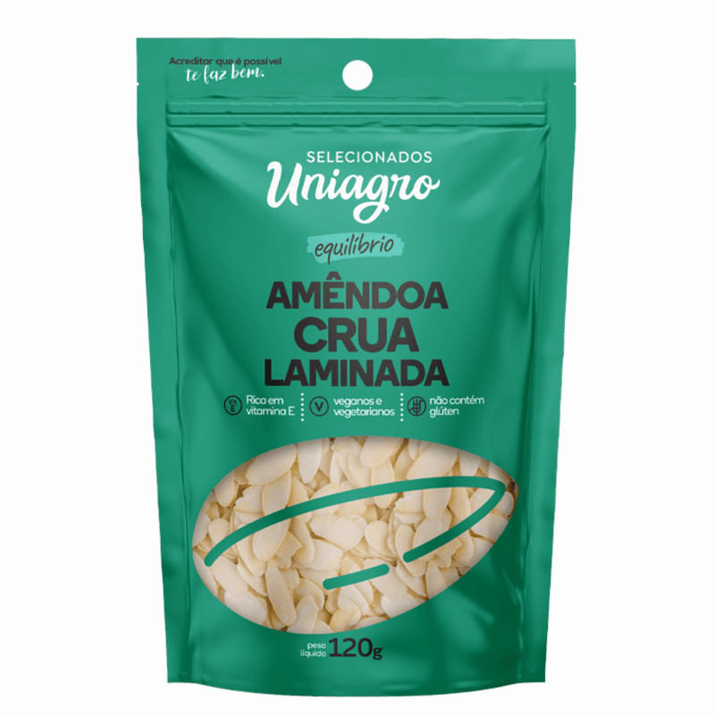Amêndoa UNIAGRO Crua Laminada pacote 120g