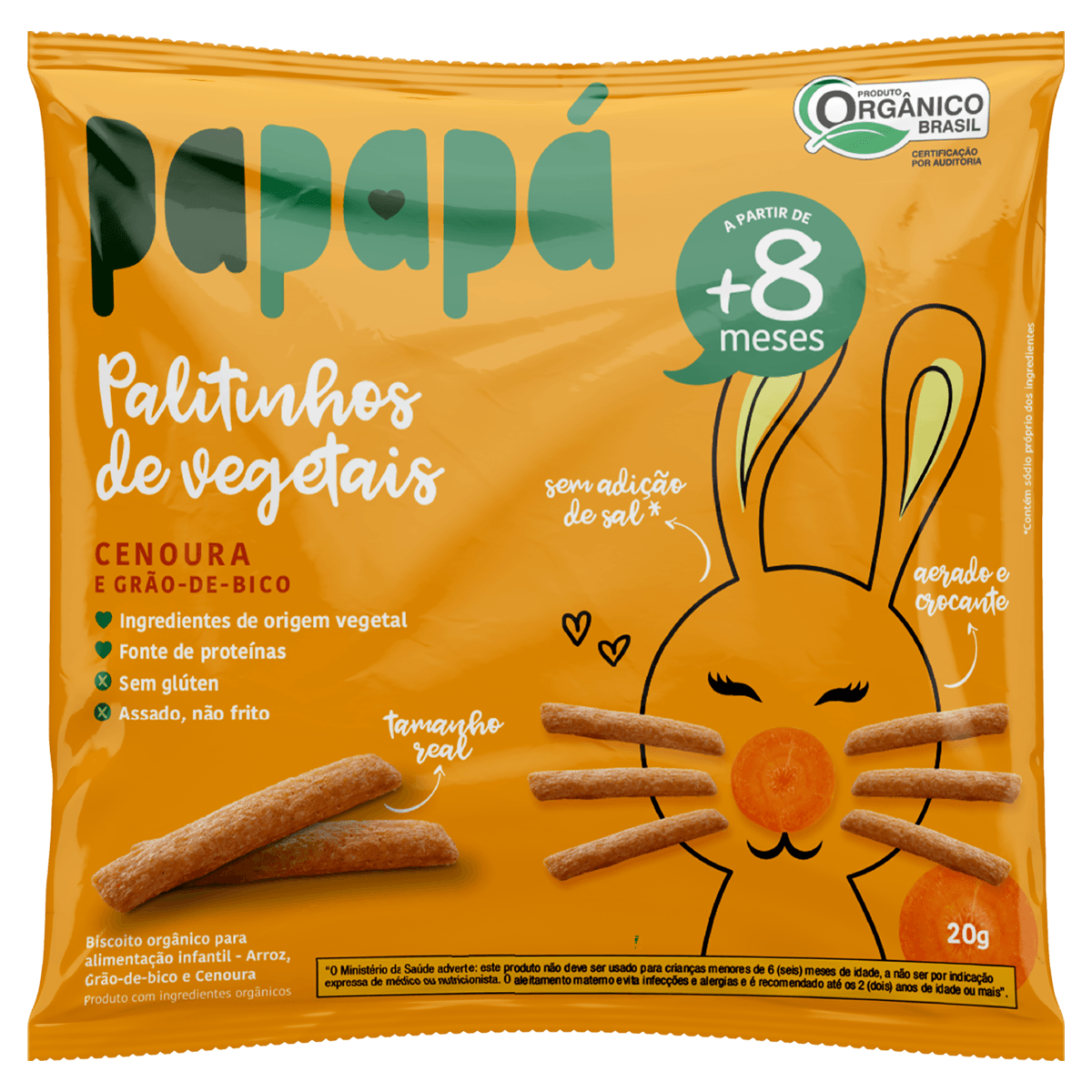 Biscoito PAPAPÁ Infantil Orgânico Cenoura 20g