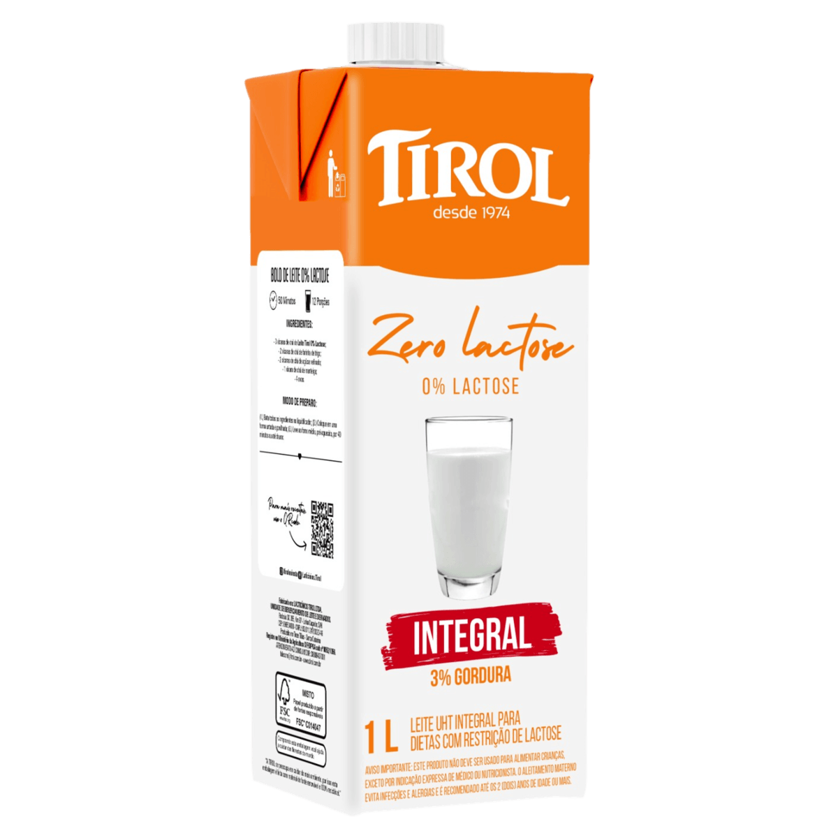 Leite Integral TIROL 0% Lactose 1l