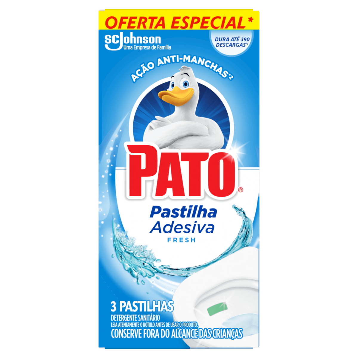 Pastilha Adesiva Sanitária PATO Fresh com 3 Unidadaes Oferta Especial