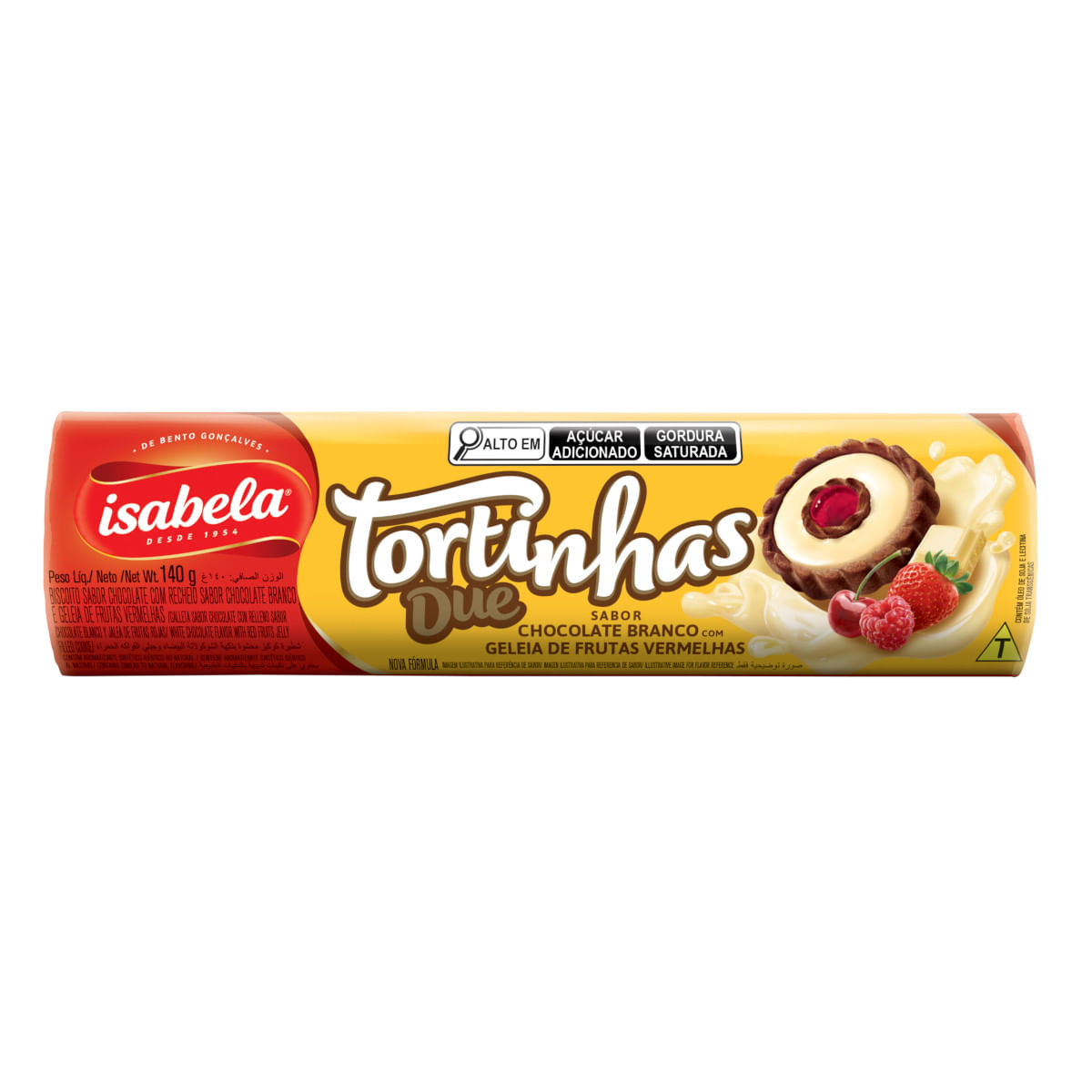 Biscoito ISABELA Tortinhas Due Chocolate Branco e Frutas Vermelhas 140g