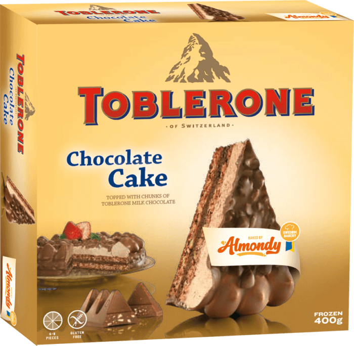 Torta Sueca Almondy com Pedaços de Chocolate Toblerone 400g - Sobremesa Congelada