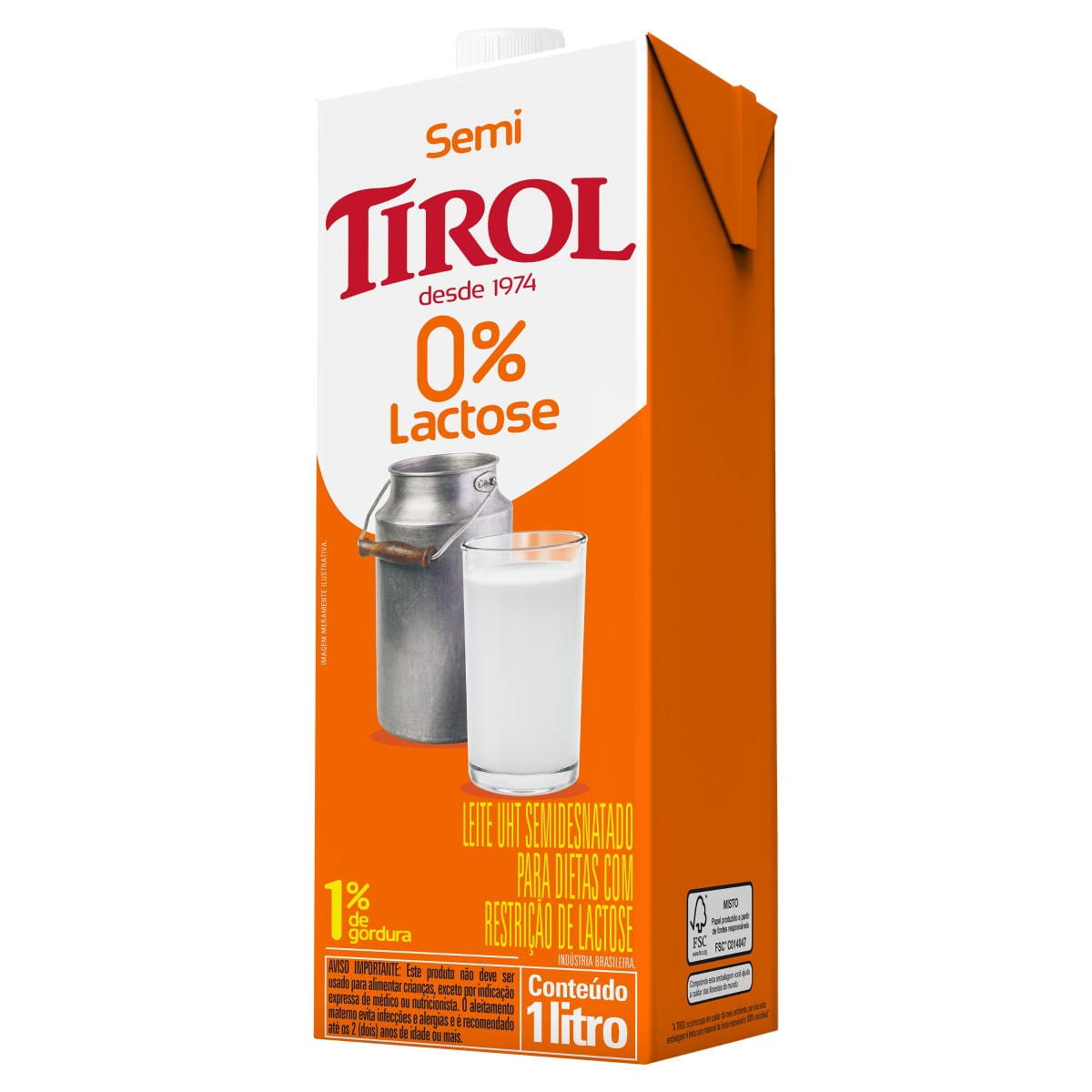 Leite Semidesnatado TIROL Zero Lactose 1L