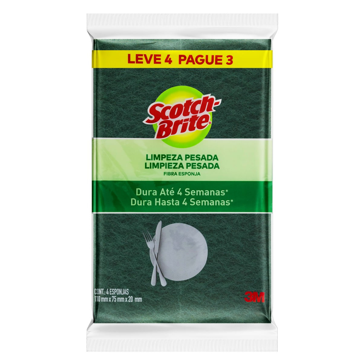 Esponja SCOTCH-BRITE Cozinha Multiuso Leve 4 Pague 3 Unidades