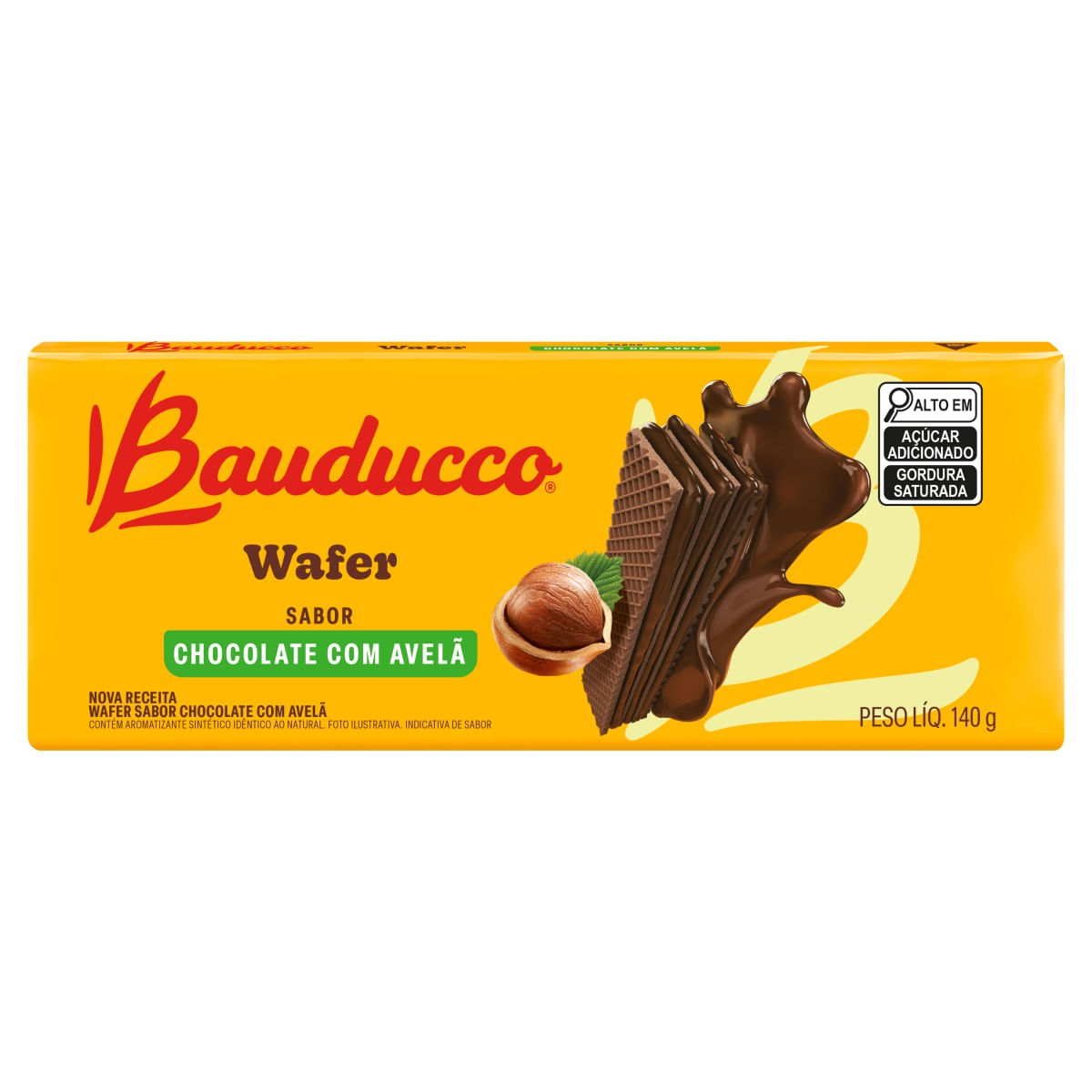 Biscoito BAUDUCCO wafer chocolate e avelã 140g