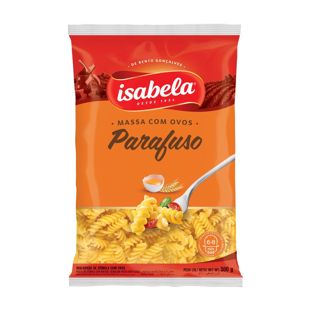 Macarrão de Sêmola com Ovos Parafuso ISABELA Pacote 500g