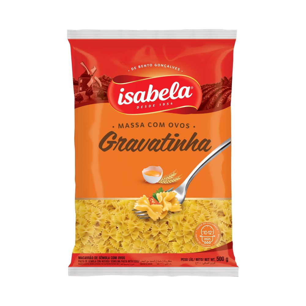 Macarrão de Sêmola com Ovos Gravatinha ISABELA Pacote 500g
