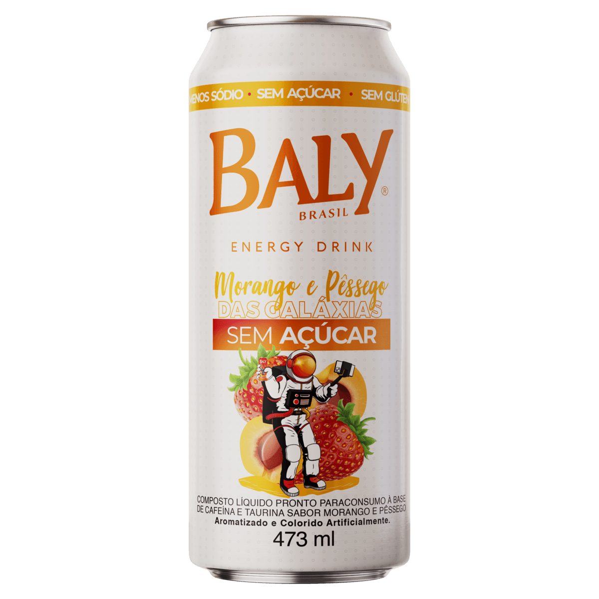 Bebida Energética BALY Das Galáxias Morango e Pêssego 473ml Sem Açucar