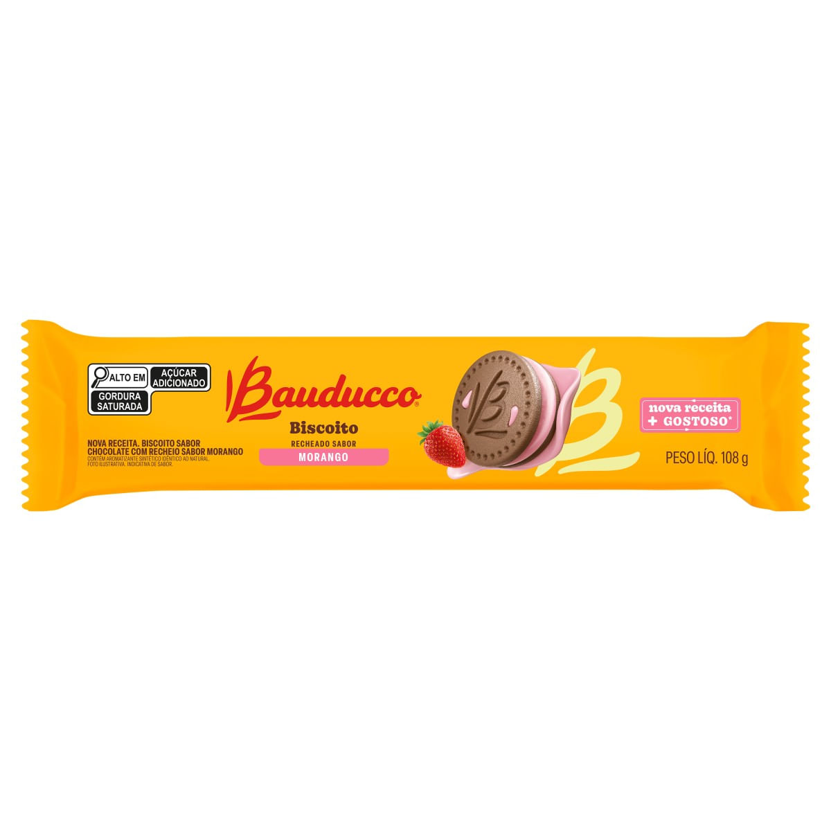 Biscoito BAUDUCCO Recheado Morango 108g