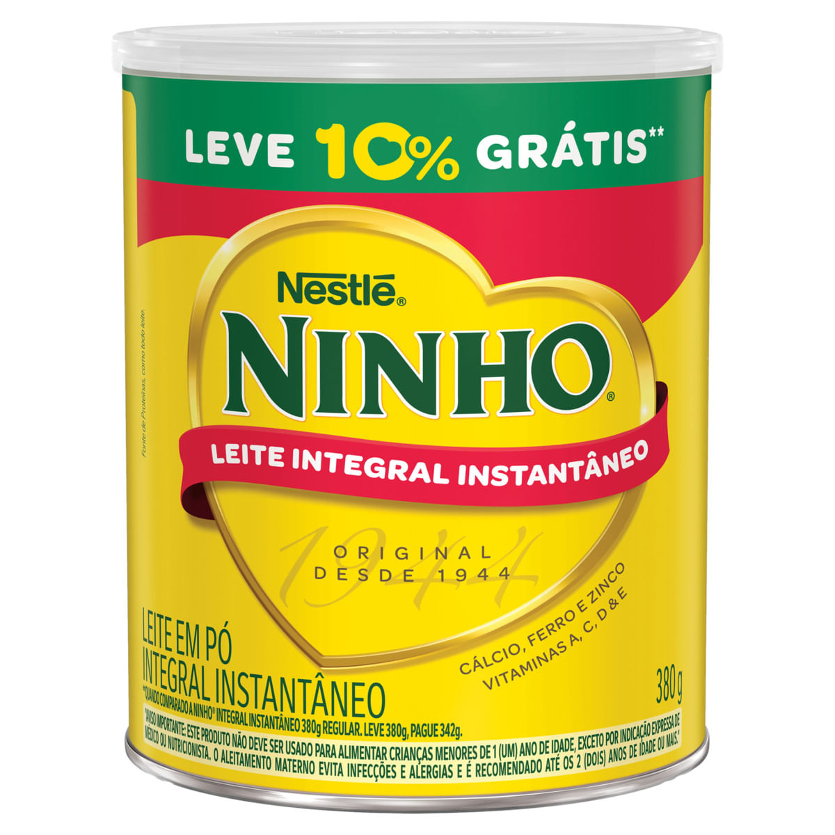 Leite NINHO Integral Instantâneo 380g Leve 10% Grátis