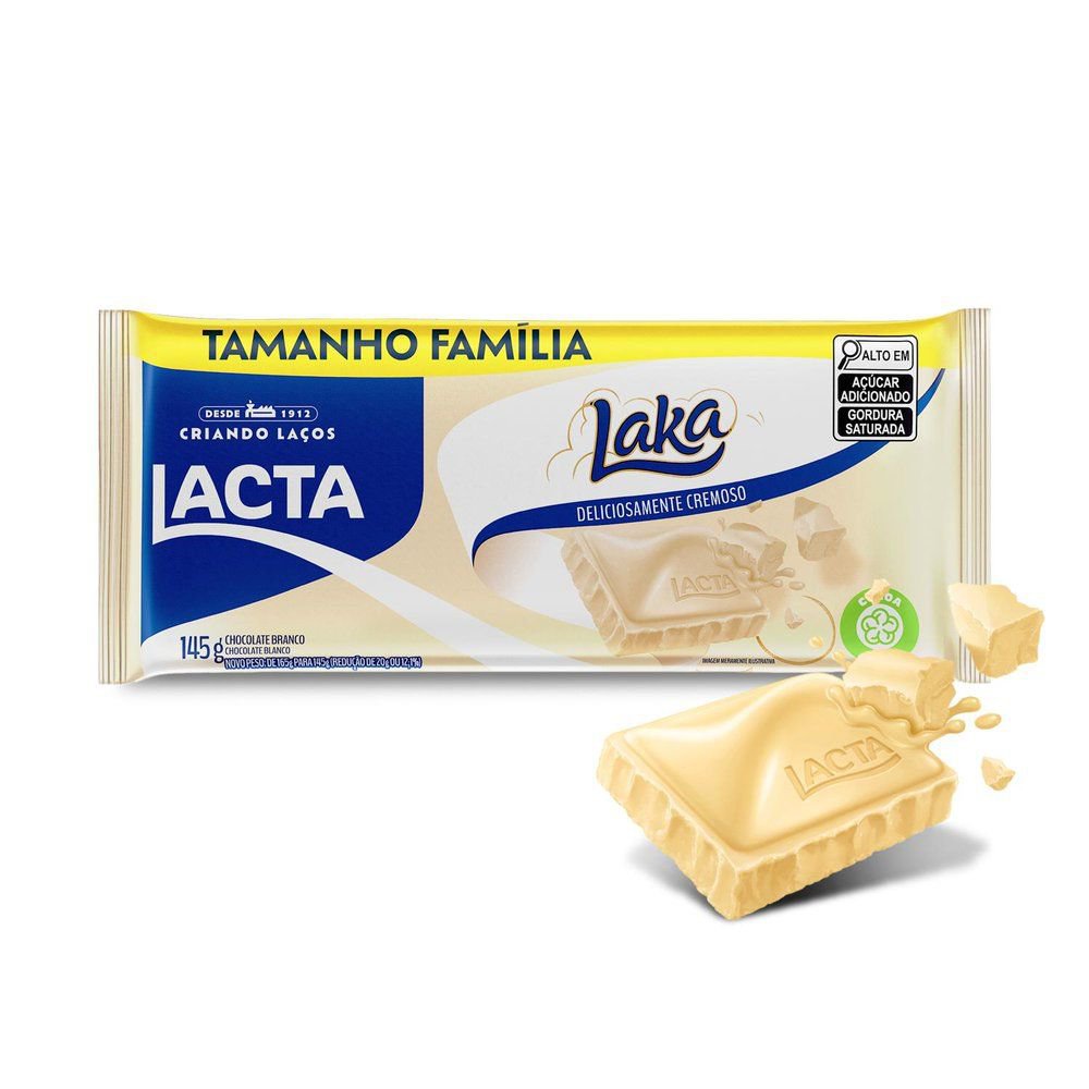 Chocolate LACTA Branco Laka Tamanho Familía 145g
