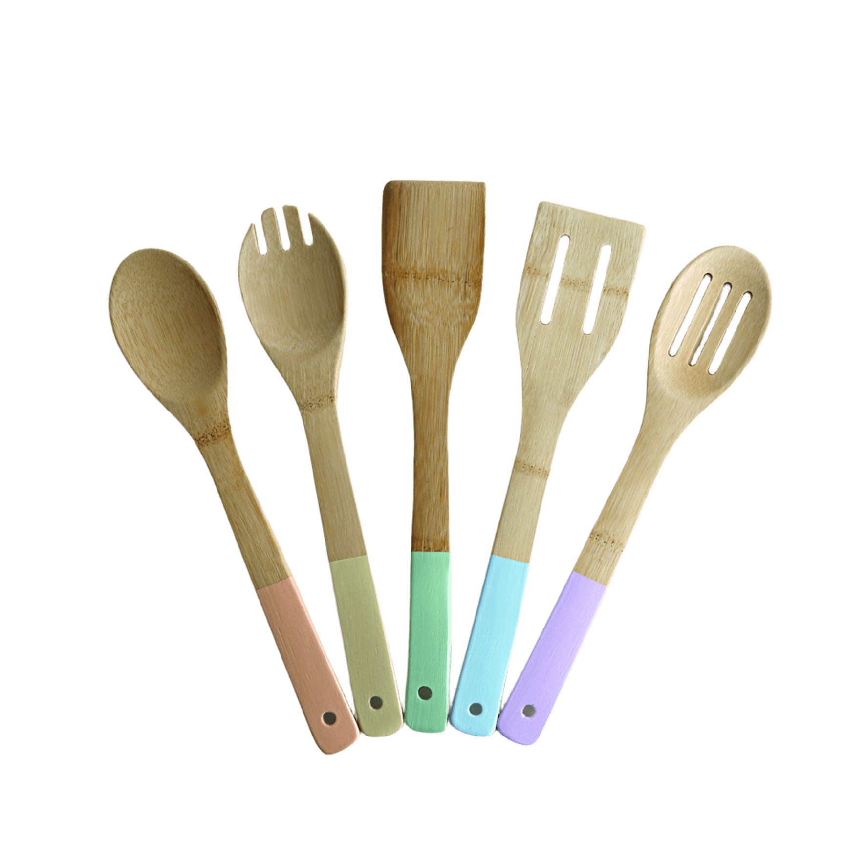 Kit de Utensílios Colors Bambu 30cm com 5 Peças - A\CASA