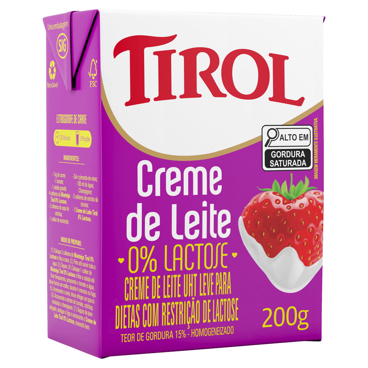 Creme De Leite Tirol Zero Lactose 200g