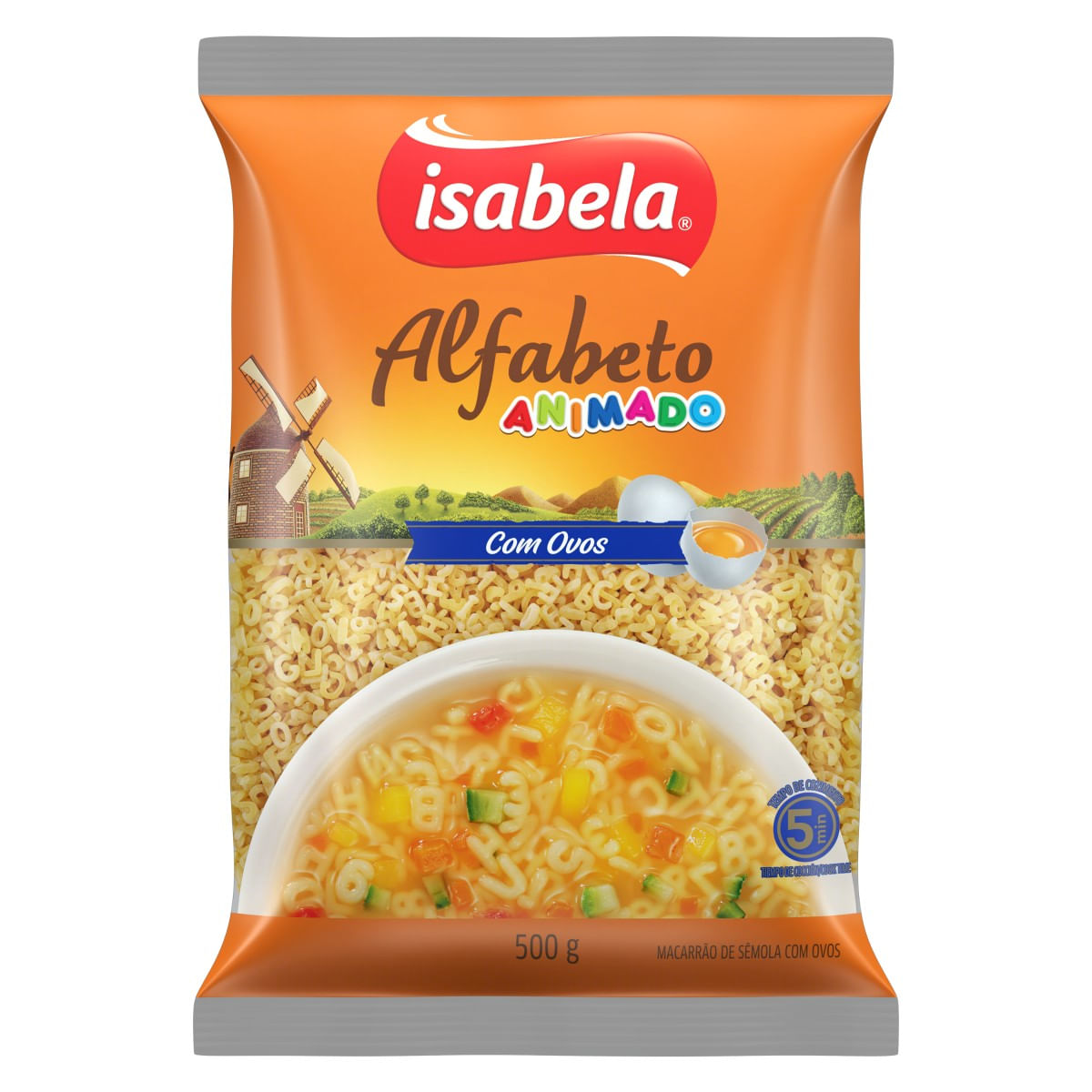 Massa ISABELA alfabeto  com ovos 500g