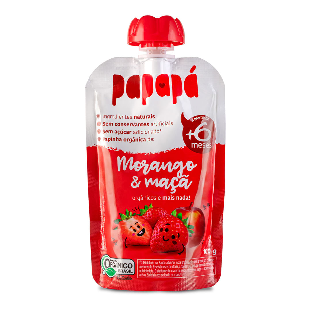 Papinha PAPAPÁ Orgânico Morango e Maçã 100g