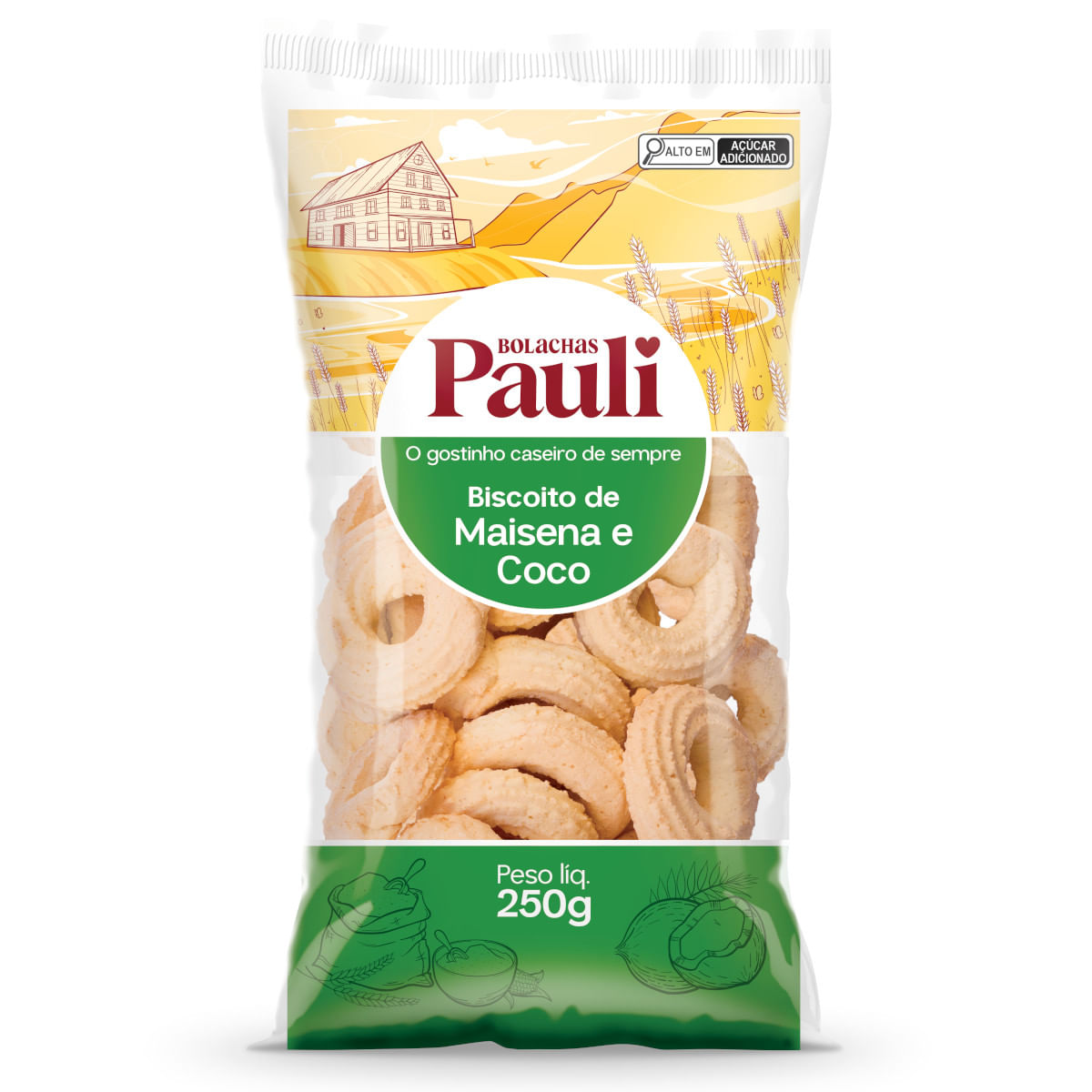 Biscoito PAULI Maisena e Coco 250g