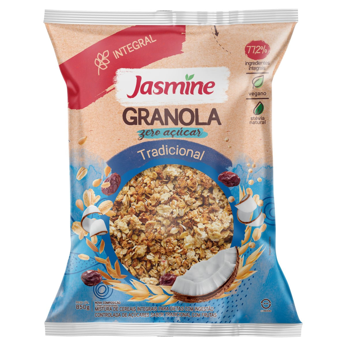 Granola JASMINE Tradicional Zero Açúcar 850g