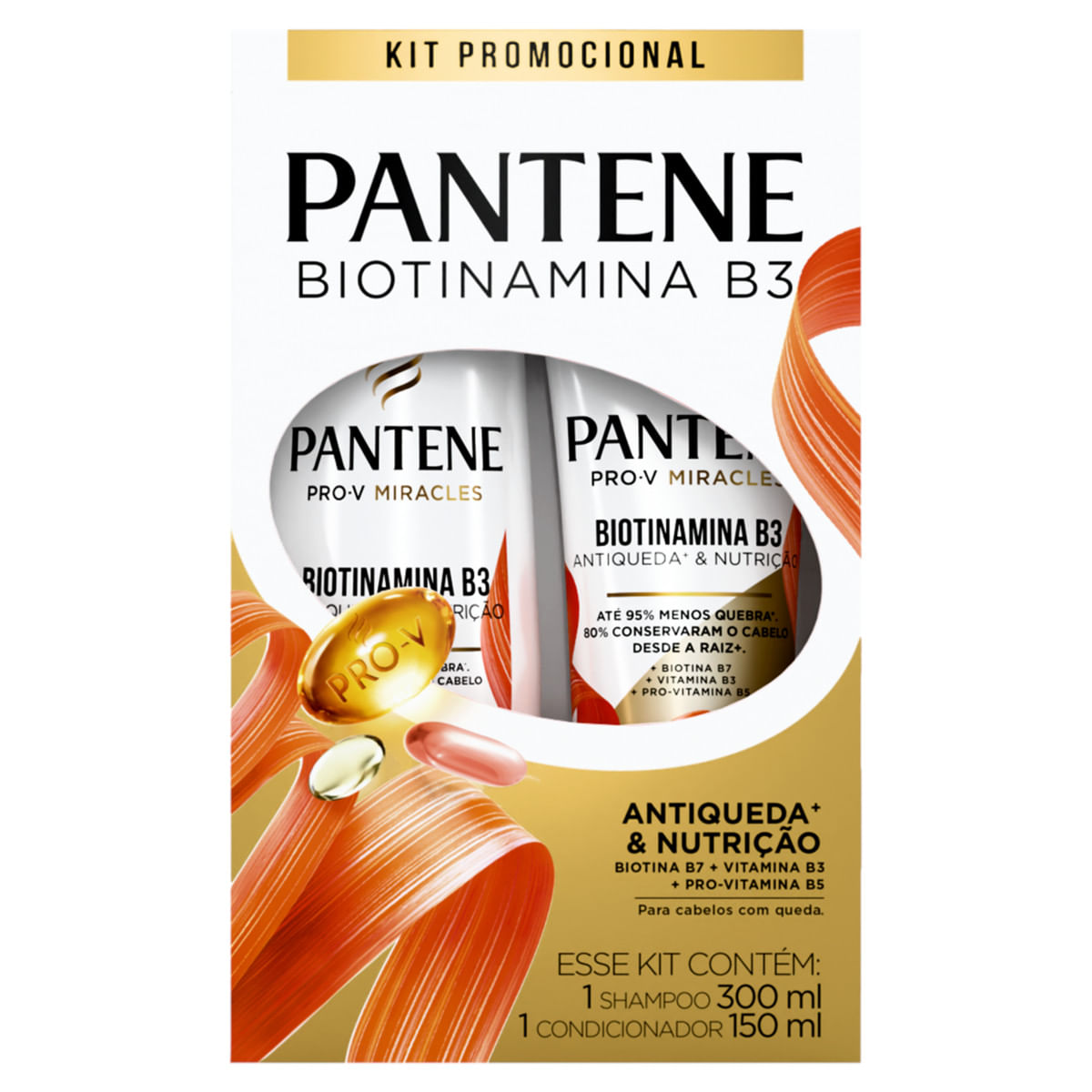 Kit PANTENE Biotinamina B3 Antiqueda & Nutrição Shampoo 300ml + Condicionador 150ml Kit Promocional