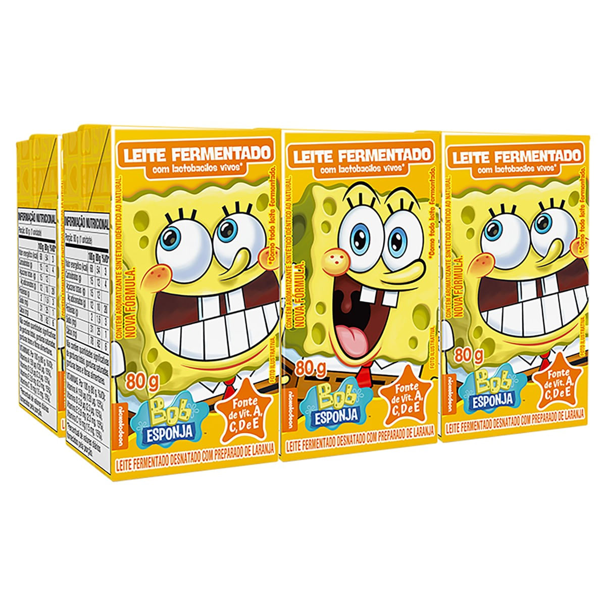 Leite Fermentado Bob Esponja Tradicional 480g Com 6 Unidades