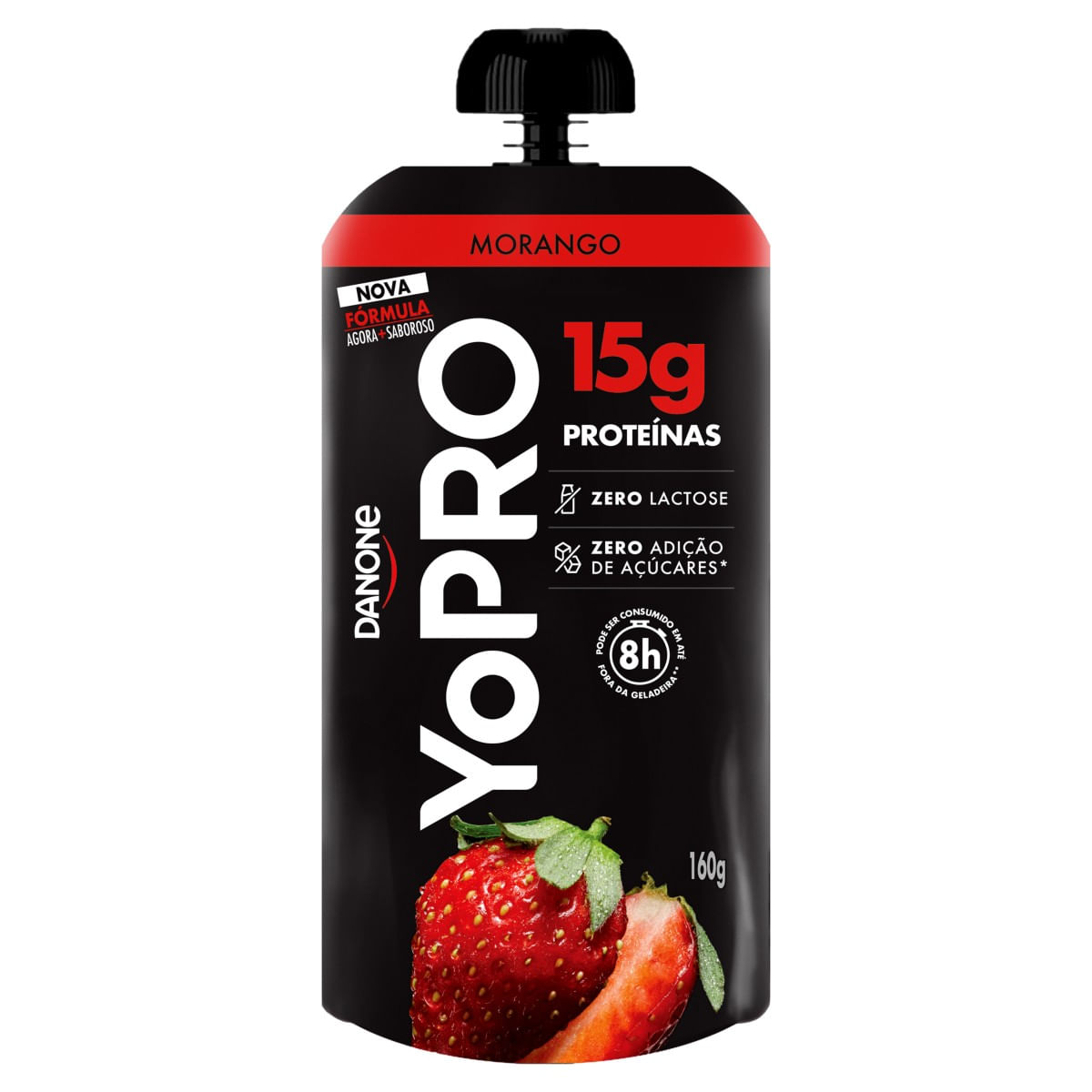 Iogurte DANONE Yopro Morango 15g Proteínas sem Lactose e sem adição de Açucares 160g