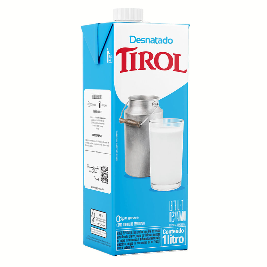 Leite Tirol Desnatado Fino 1l