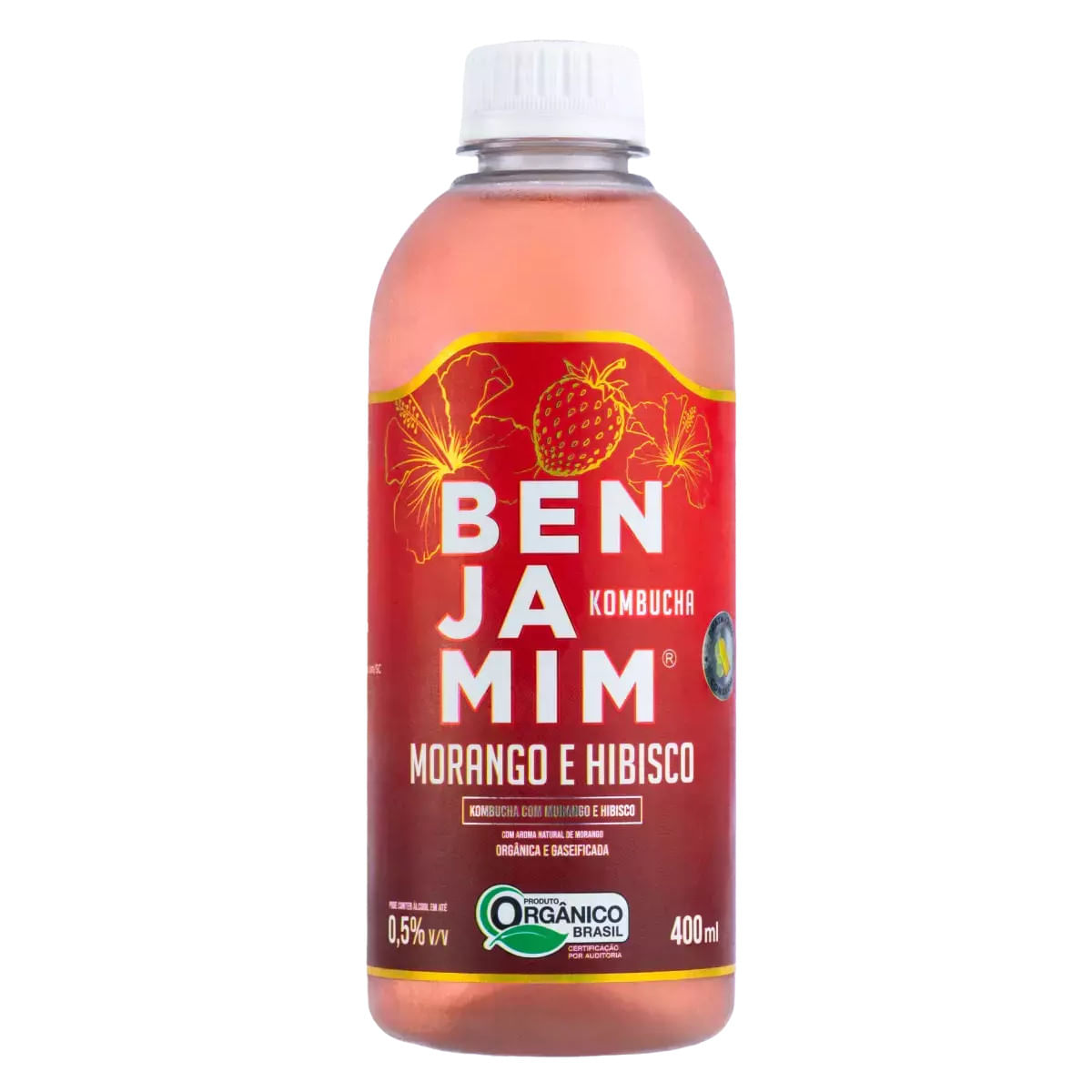Kombucha BENJAMIM Morango Com Hibisco 400ml