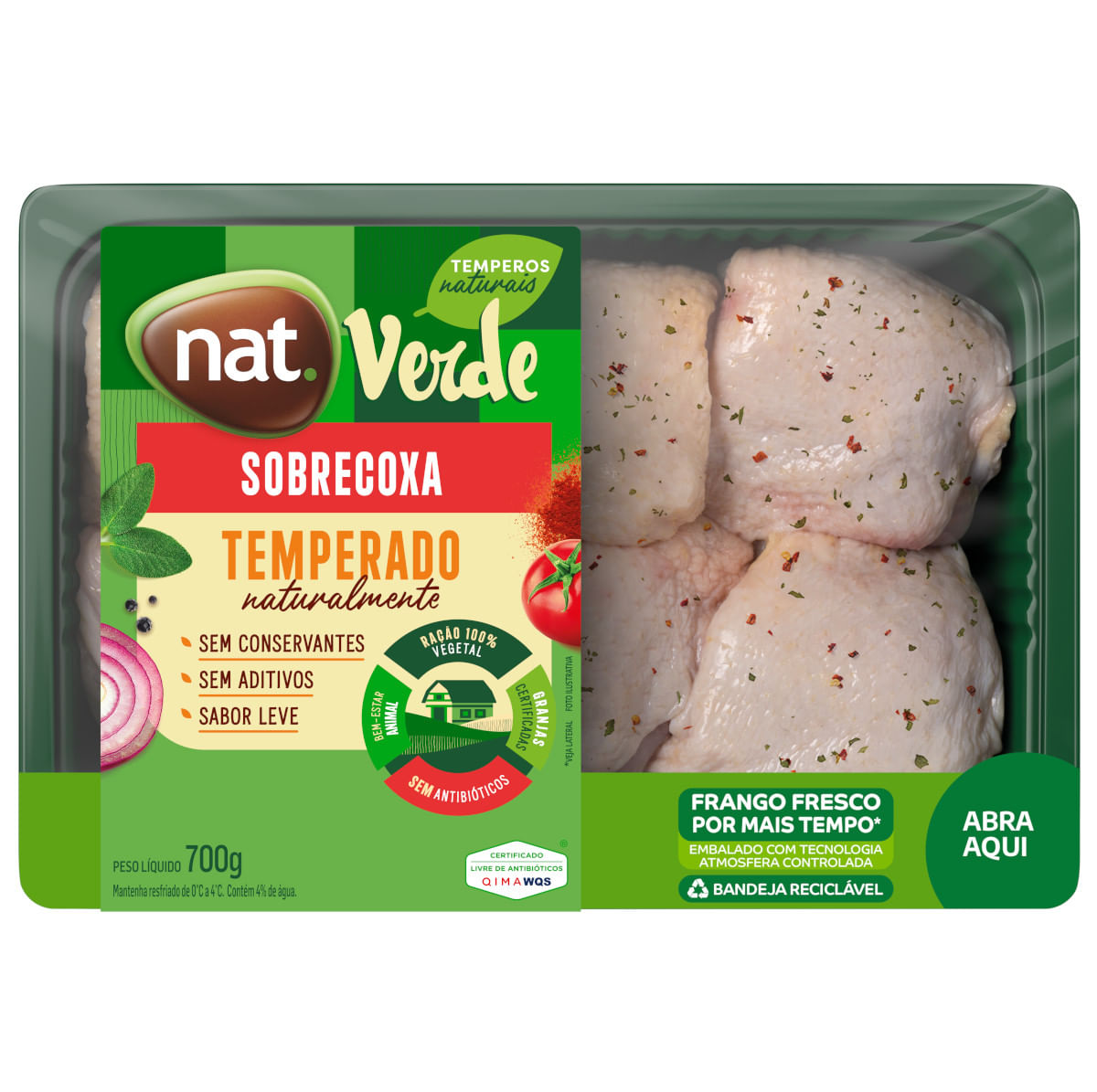 Sobrecoxa Frango NAT VERDE Temperado 700g