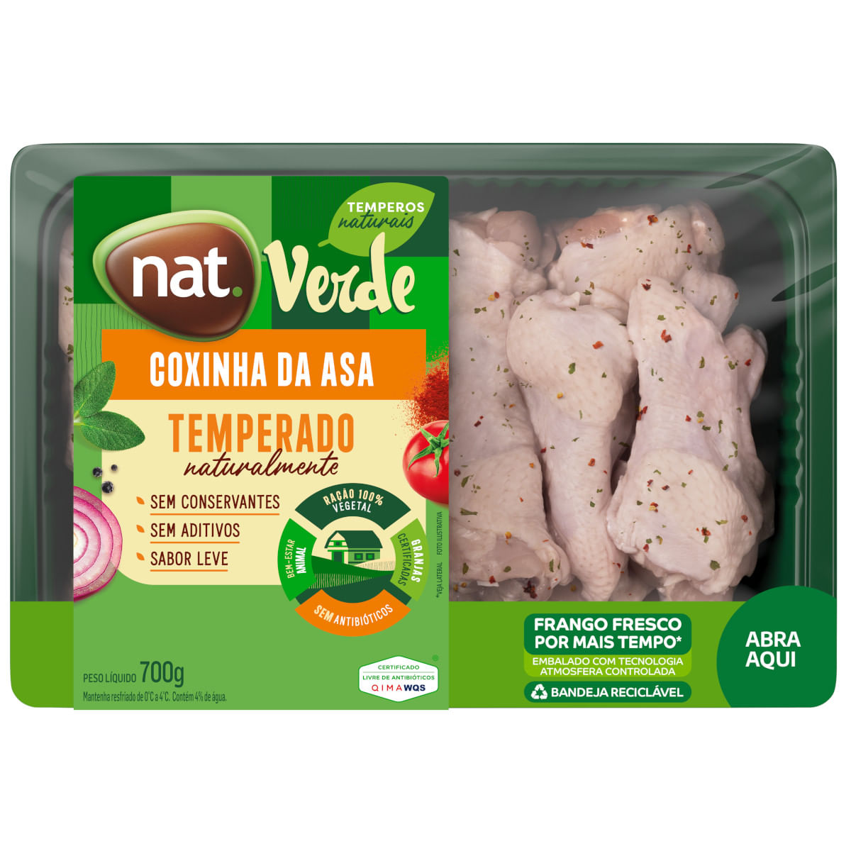 Coxinha da Asa Frango NAT VERDE Temperado 700g