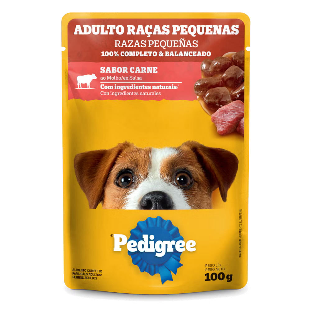 Ração úmida Pedigree Para Cães Carne Ao Molho Sachê Adulto 100g
