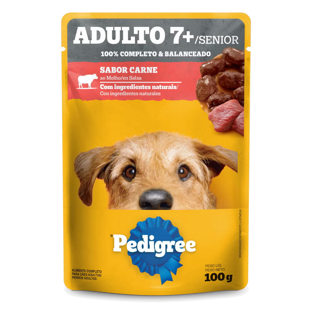 Ração úmida Pedigree Para Cães Carne Sachê Adulto 7+ 100g