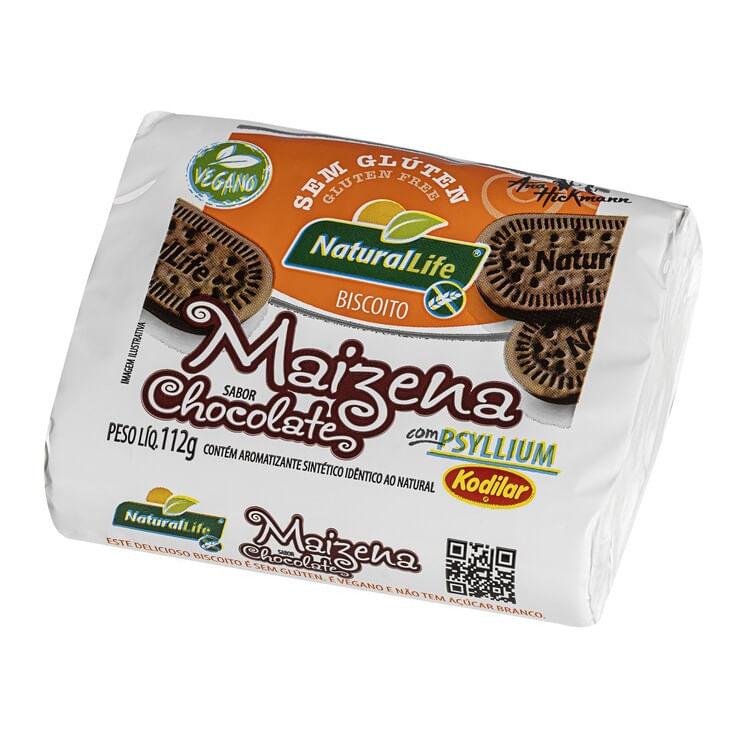 Biscoito NATURAL LIFE Maizena Chocolate Sem Glúten e Vegano 112g