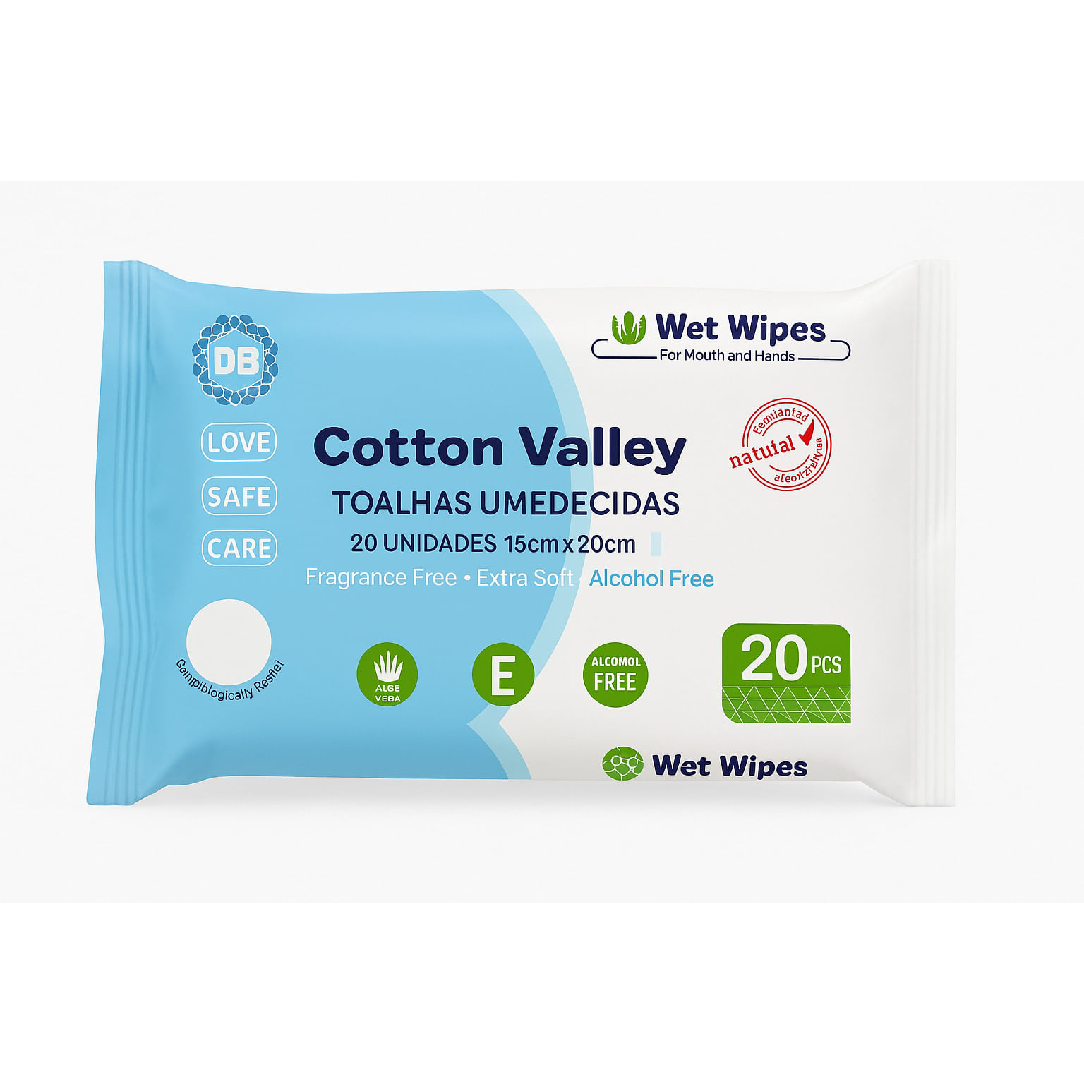 Lenço Umedecido COTTON VALLEY com 20 Unidades