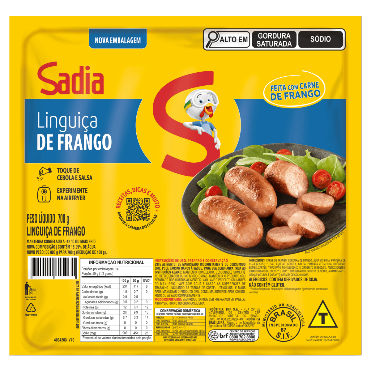 Linguiça SADIA Frango Congelada 700g