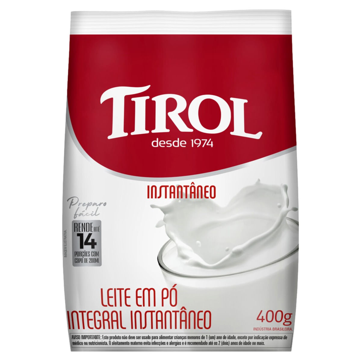 Leite em Pó TIROL Instantâneo Integral Sachet 400g