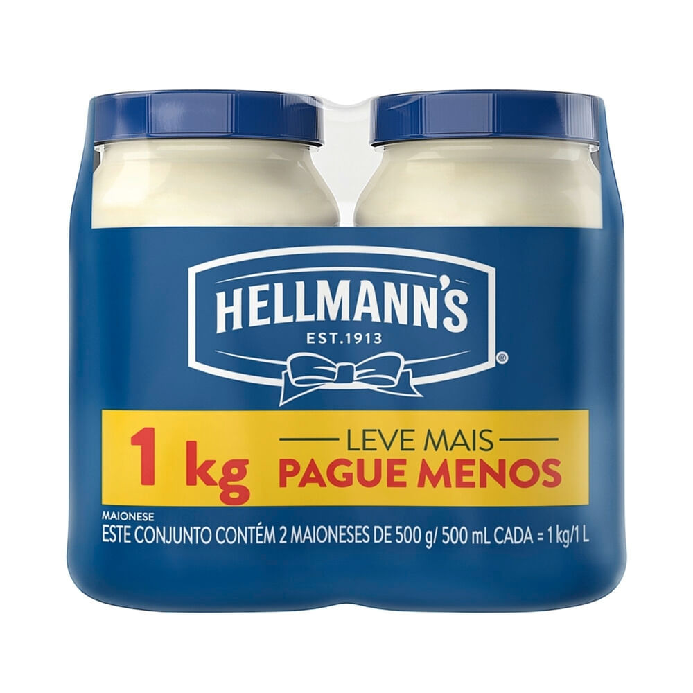 Maionese HELLMANNS'S Tradicional 500gr 2 potes