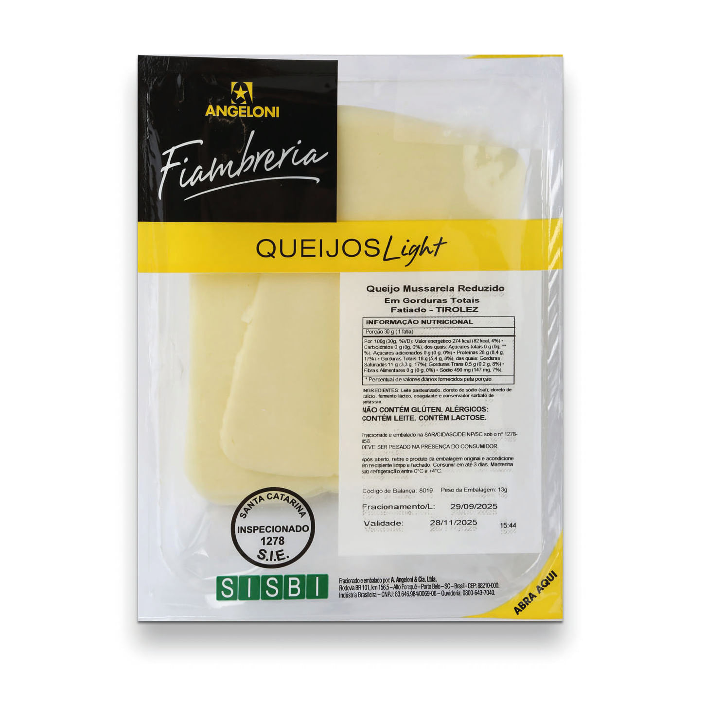 Queijo Mussarela TIROLEZ Light Zero Lactose Fatiado kg