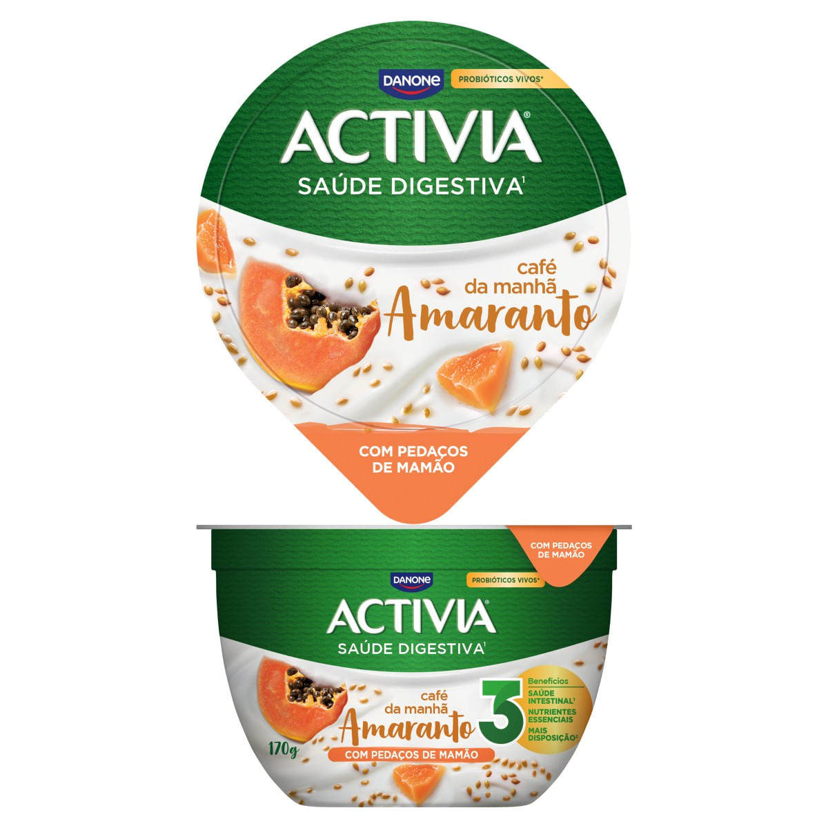 Leite Fermentado Integral Amaranto ACTIVIA Café da Manhã Pote 170g