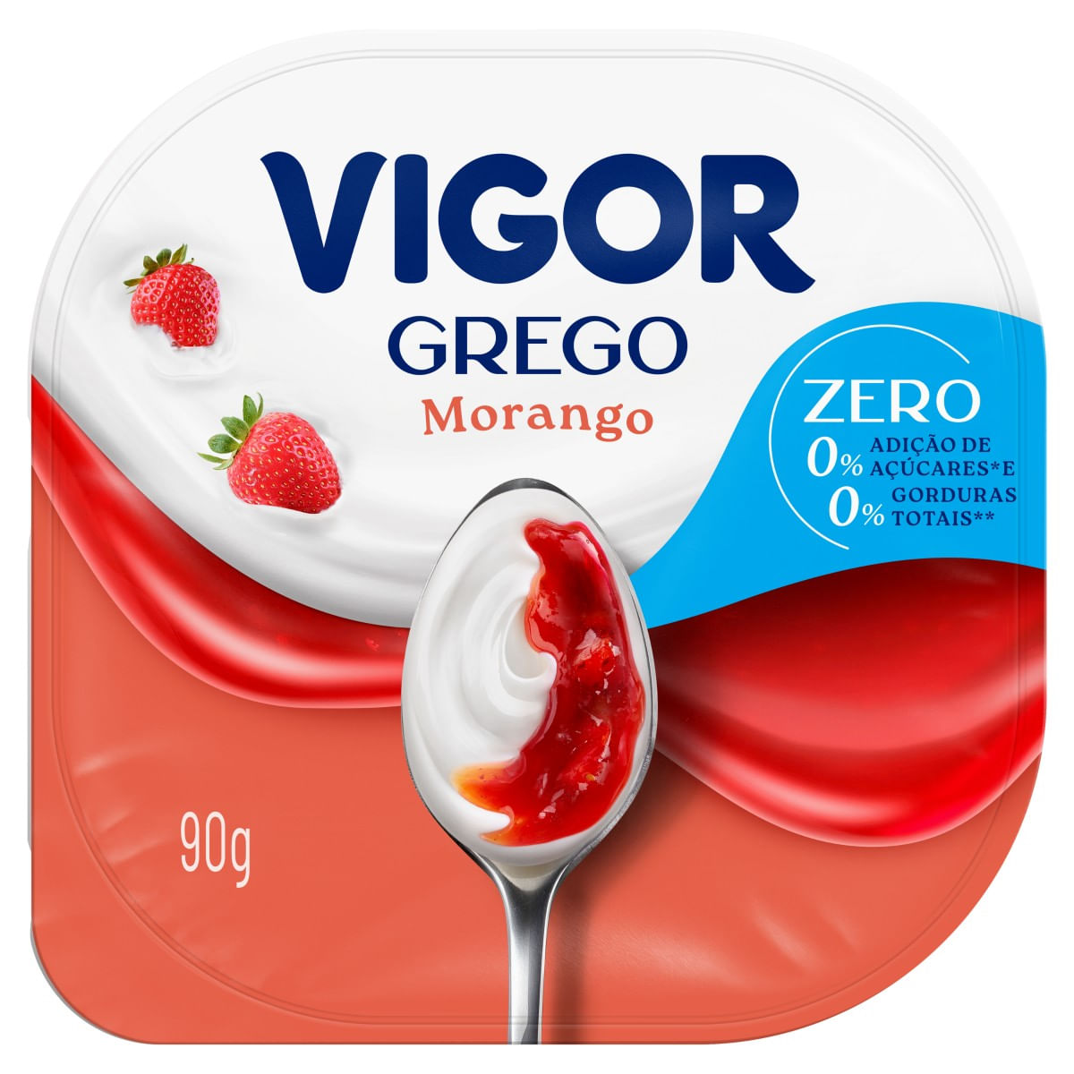 Iogurte Desnatado Grego Calda Morango VIGOR Pote 90g