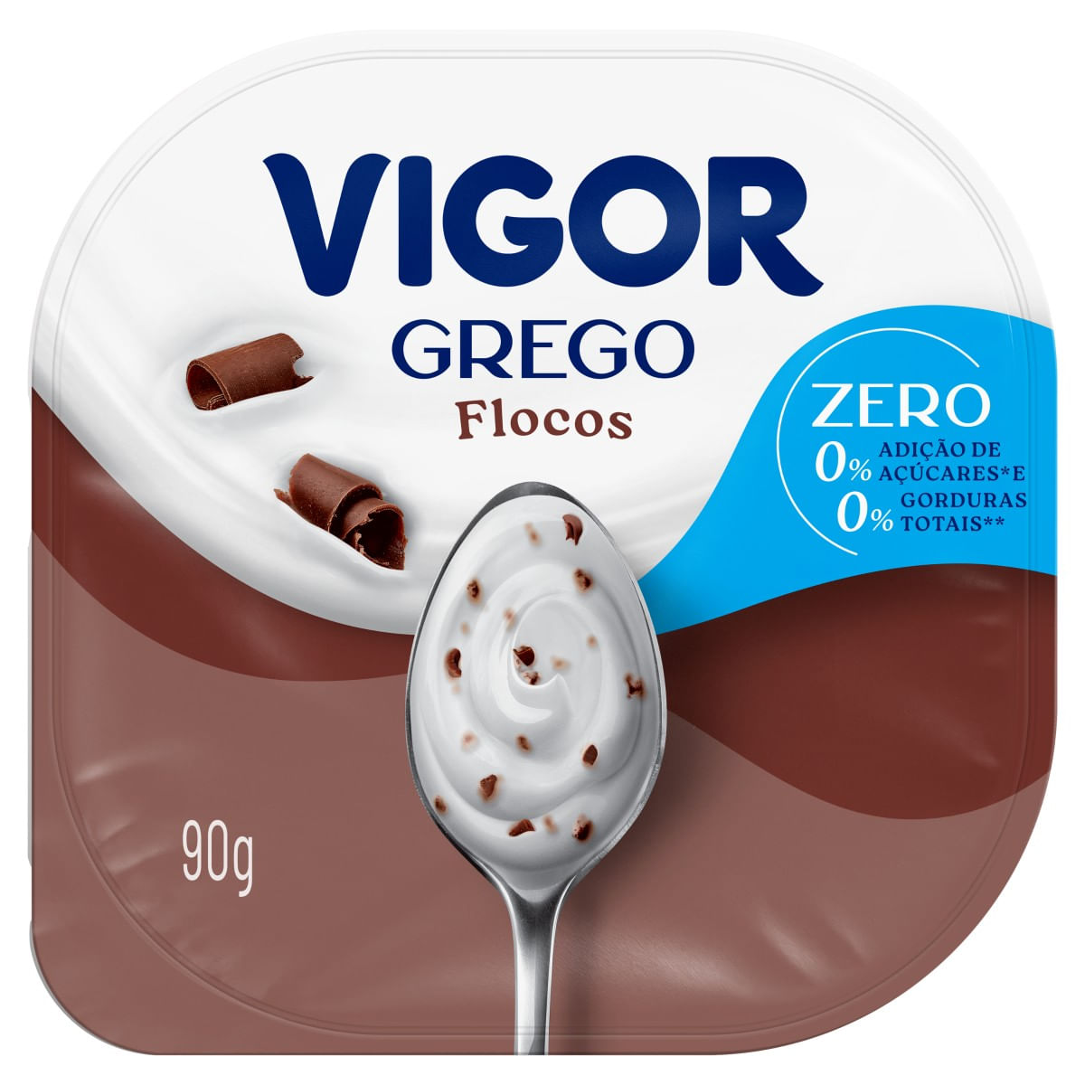 Iogurte Desnatado Grego Flocos VIGOR Pote 90g