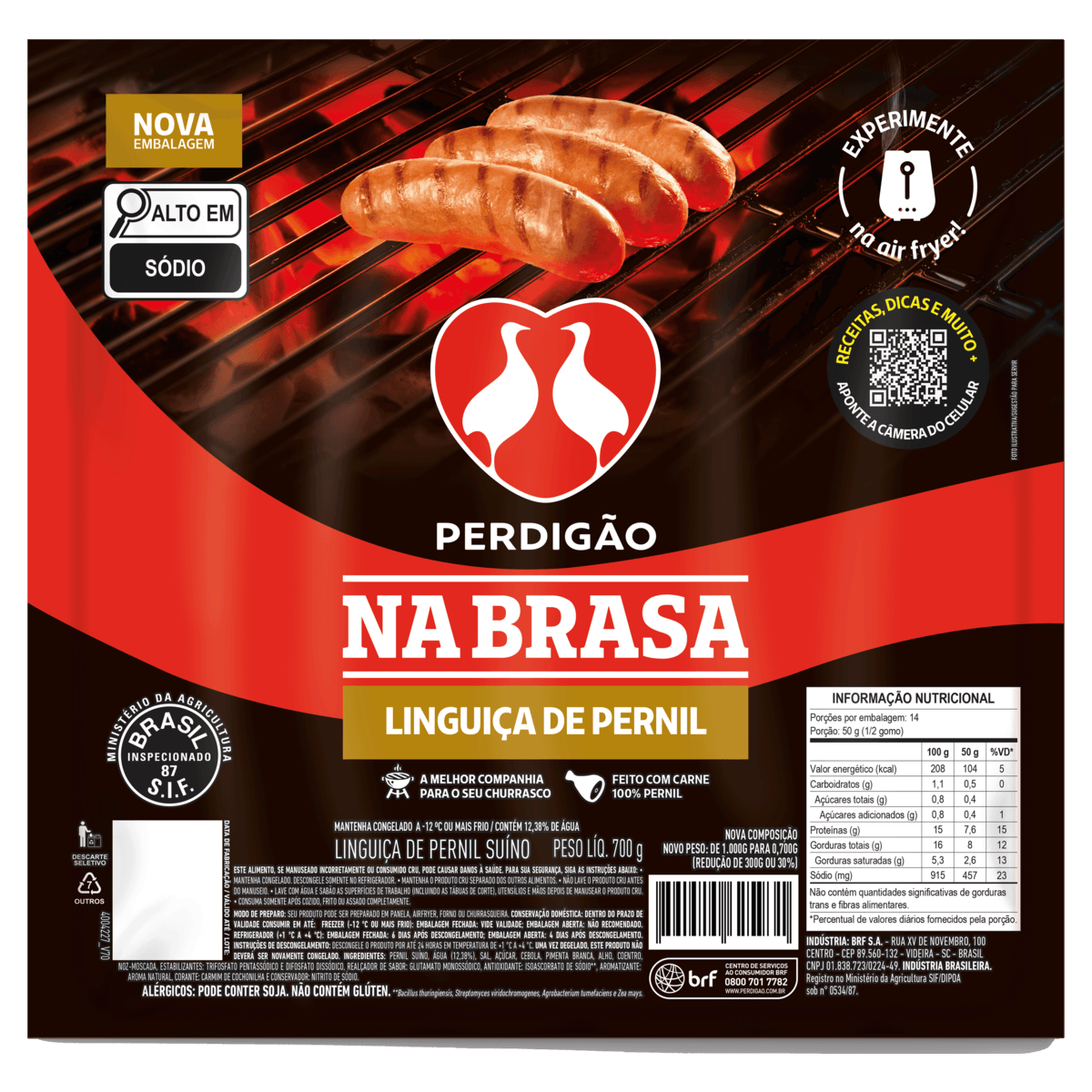 Linguiça PERDIGÃO Na Brasa Pernil Congelada 700g