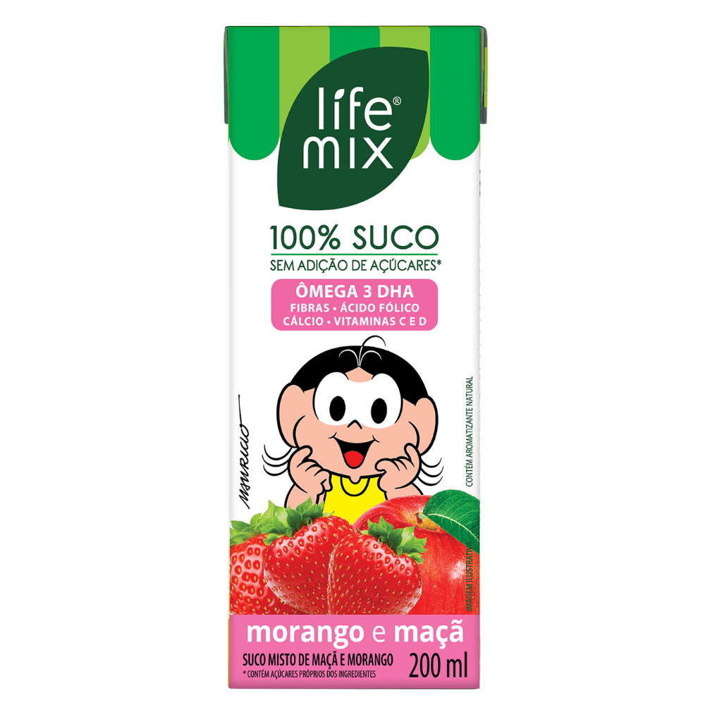 Suco LIFE MIX 100% Suco Morango e Maçã Sem Adição de Açúcares 200ml