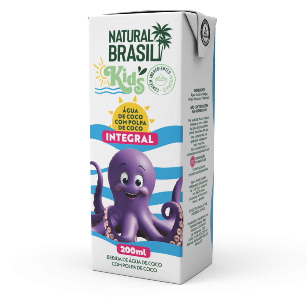 Água de Coco NATURAL BRASIL Kids Com Polpa de Coco Integral 200ml