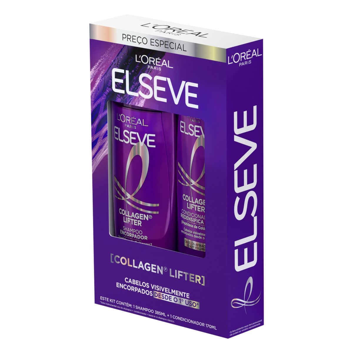Kit ELSEVE Collagen Lifter Shampoo 385ml + Condicionador 170ml Preço Especial