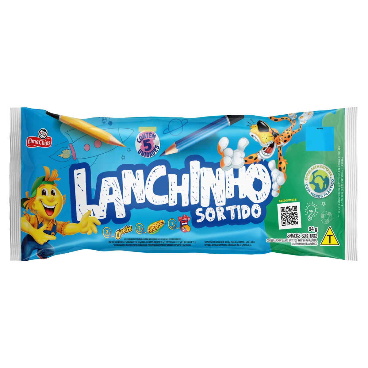 Salgadinho ELMA CHIPS Lanchinho Sortido com 5 unidades